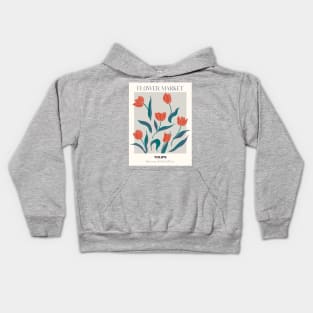 Trendy botanical print with tulips Kids Hoodie